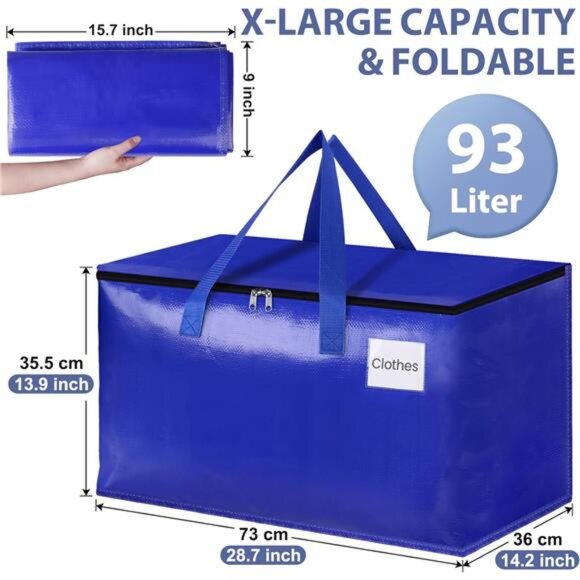 Moving Bags-Heavy Duty Moving Boxes,Storage Totes with Zipper,Reinforced Handles - Picture 2 of 7